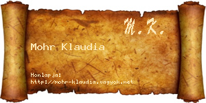 Mohr Klaudia névjegykártya